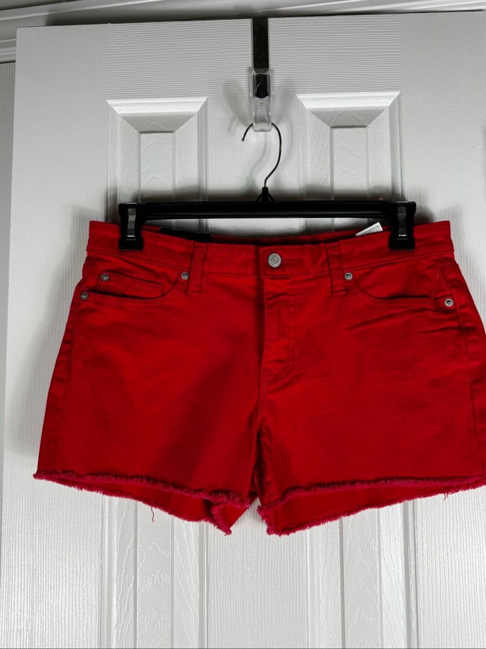 NWT Gap Womens Red Boyfriend Short Frayed Hem Denim Shorts Size 8R